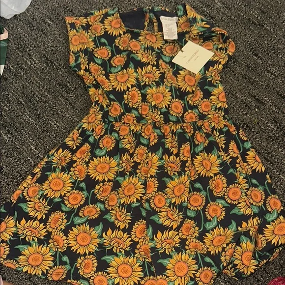 Cynthia Rowley | Dresses | Cynthia Rowley Black And Yellow Sunflower Kids  Dress